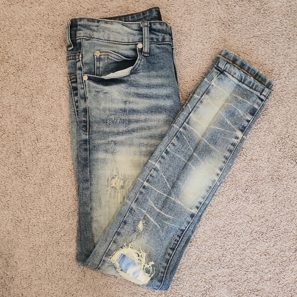 THRT Denim - Blue Skinny Jeans with Distressed Details - 30" Waist - Picture 13 of 13